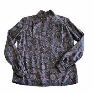 Vintage Pendleton Blouse Women’s 10 Stained Glass Window Long Sleeve High Neck